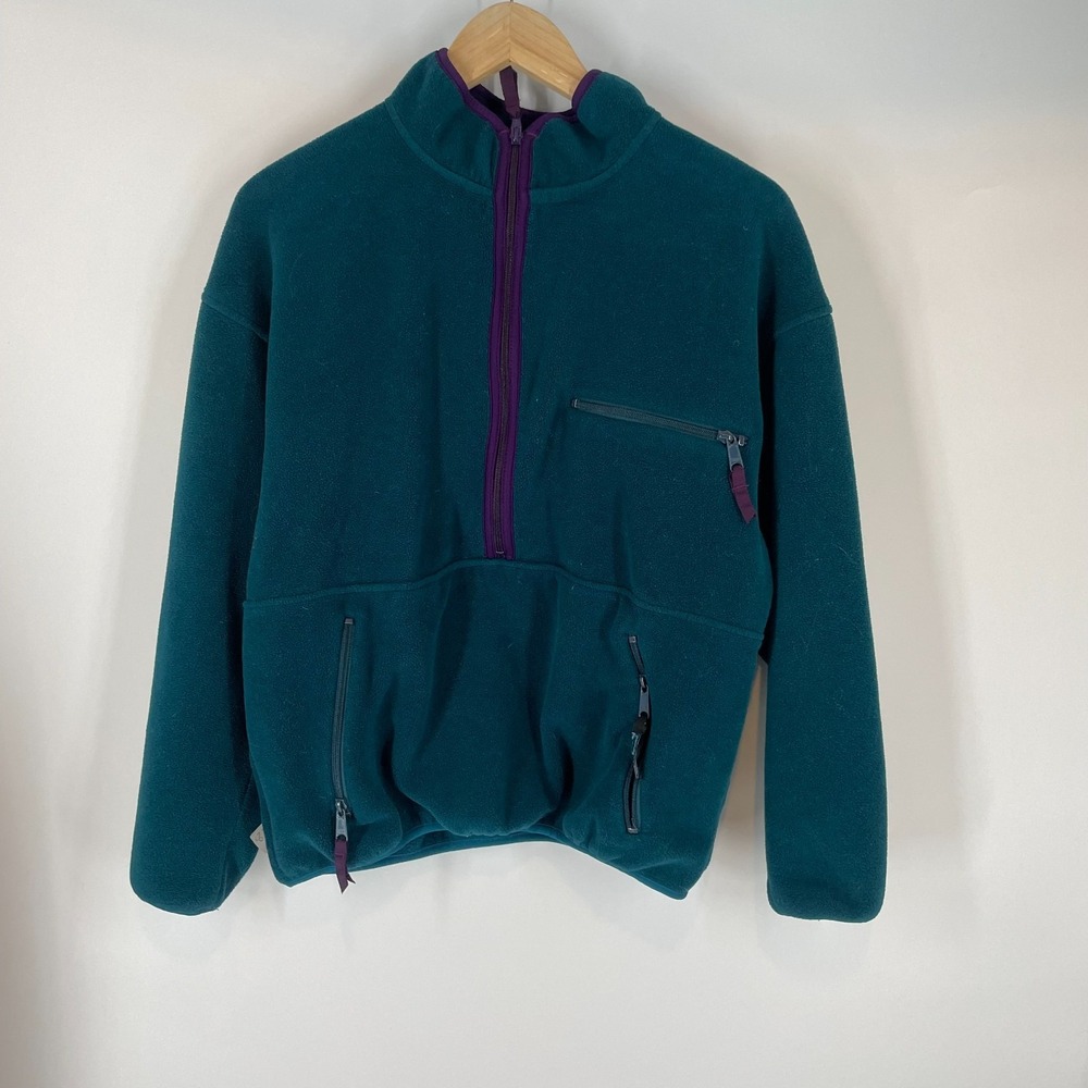 Eddie Bauer Vintage Half-Zip Fleece Pullover Sweater Teal Blue Mens Size M